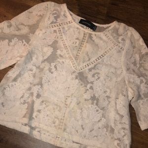 mink pink lace half sleeve shirt